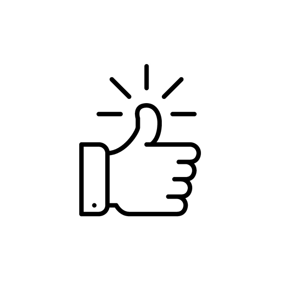 Thumbs up approval recommend icon.